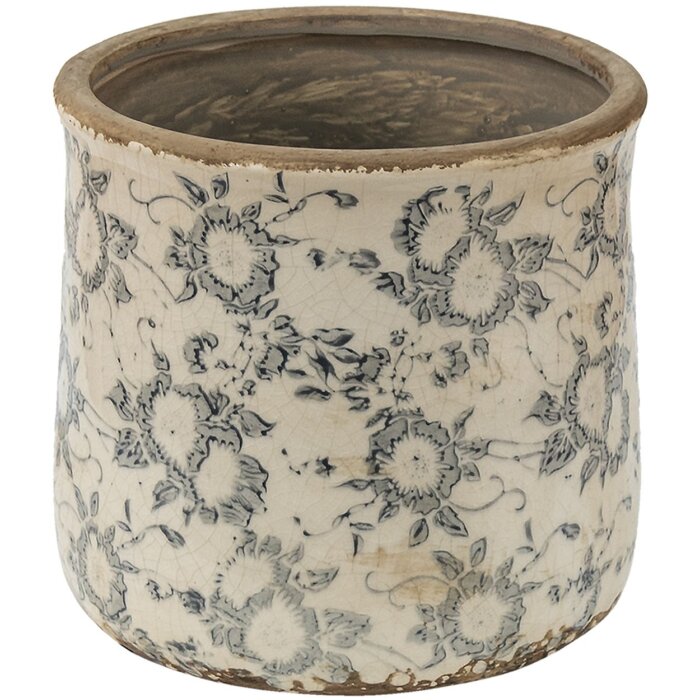 Clayre & Eef 6CE1459L Pot de fleurs pour intérieur Gris, Beige Ø 17x16 cm