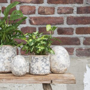 Clayre & Eef 6CE1459L Pot de fleurs pour intérieur Gris, Beige Ø 17x16 cm