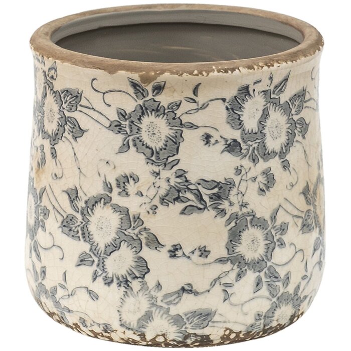 Clayre & Eef 6CE1459M Pot de fleurs pour intérieur Gris, Beige Ø 14x14 cm