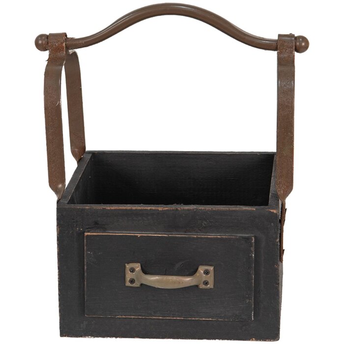 Clayre & Eef 6H1915Z Panier de rangement noir 24x19x28 cm