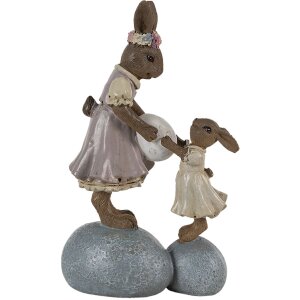 Clayre & Eef 6PR3537 Décoration Lapin rose, beige 10x6x17 cm