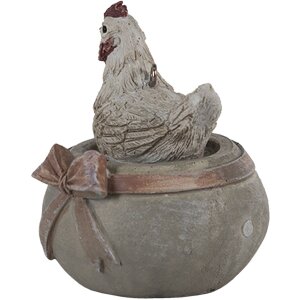 Clayre & Eef 6PR3562 Pendentif Bijoux Poulet Blanc, Marron, Vert 6x5x6 cm