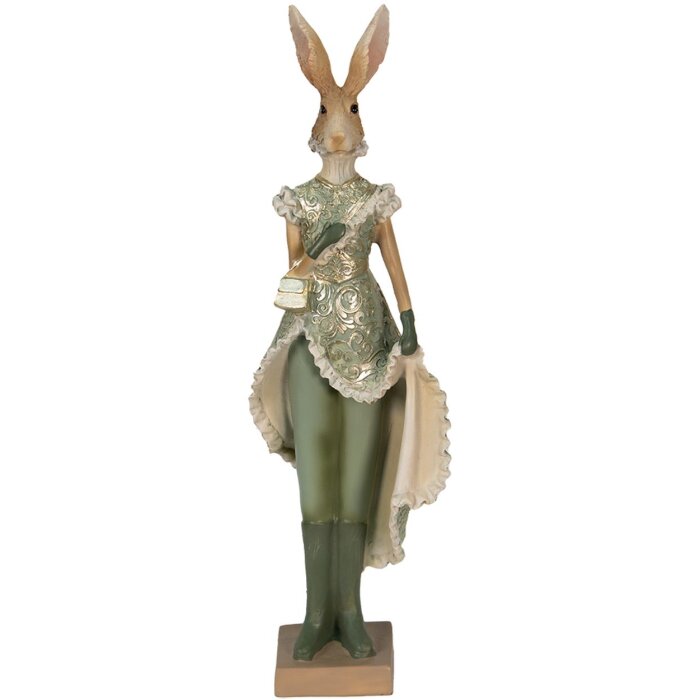 Clayre & Eef 6PR3592 Déco Lapin Vert, Marron, Beige 11x8x33 cm