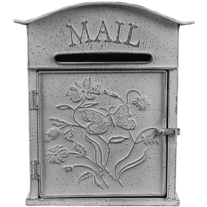 Clayre & Eef 6Y4795 Boîte aux lettres murale Gris, Blanc 26x10x31 cm