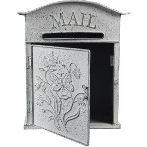 Clayre & Eef 6Y4795 Boîte aux lettres murale Gris, Blanc 26x10x31 cm