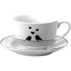 Clayre & Eef LBSKS Tasse à café avec soucoupe Blanc, Noir 238 ml