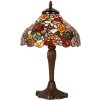 LumiLamp 5LL-1130 Lampe de table Tiffany Ø 26x40 cm Marron Rouge Verre Fleurs