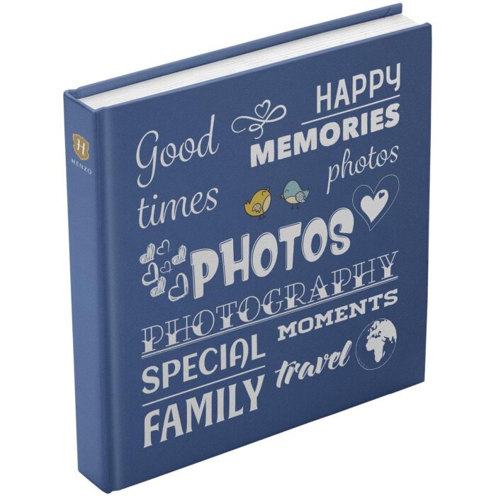 Henzo Jumbo Album photo Wording bleu 30x30 cm 100 pages blanches