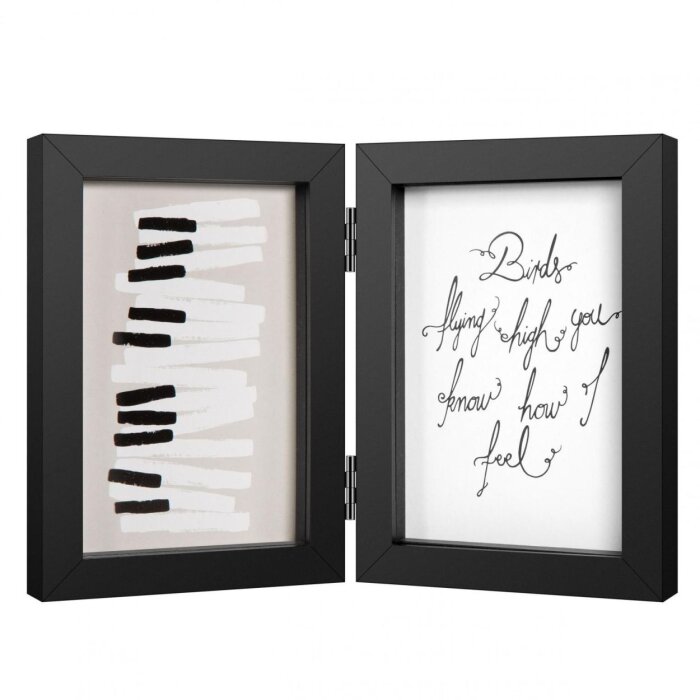 Henzo cadre double en bois Piano 2 photos 10x15 cm noir