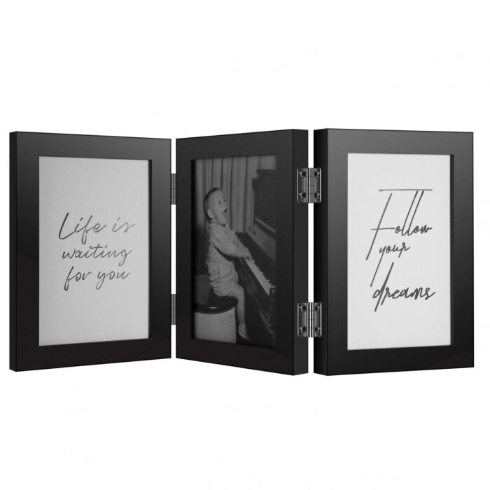 Henzo cadre double en bois Piano 3 photos 10x15 cm noir
