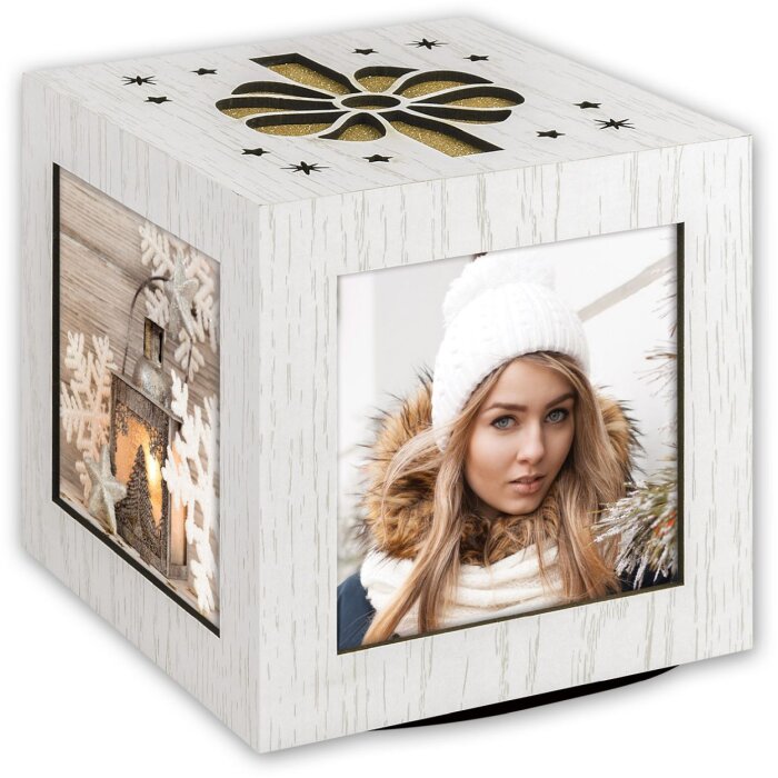 ZEP Photo Cube en bois Dasher 4 photos 10x10 cm pivotant