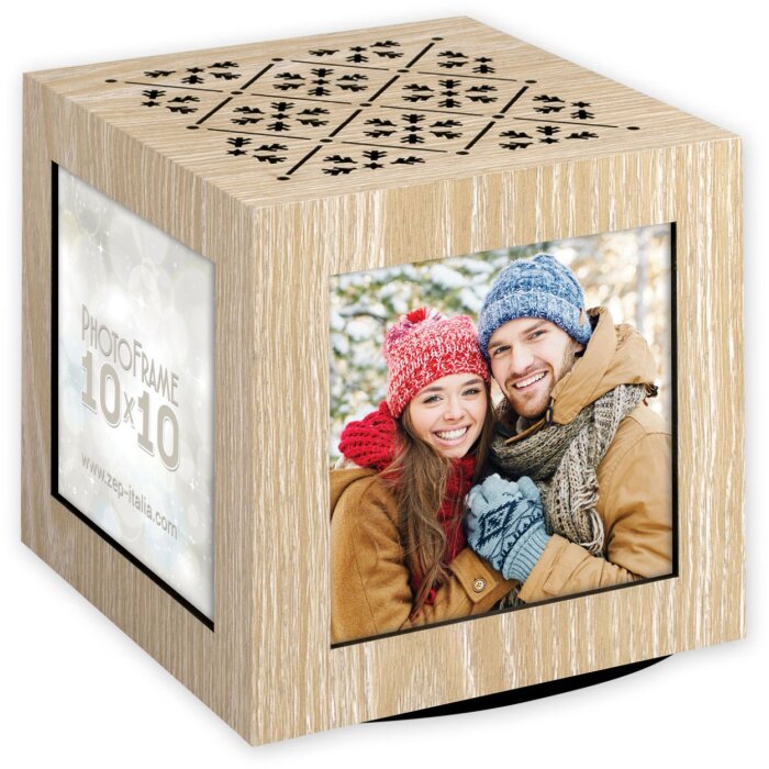 ZEP Photo Cube en bois Donner 4 photos 10x10 cm pivotant