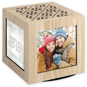 ZEP Photo Cube en bois Donner 4 photos 10x10 cm pivotant