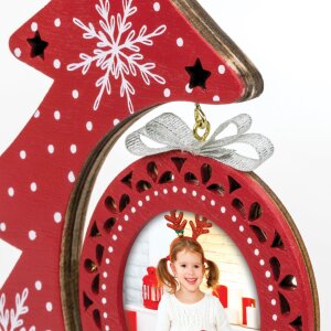 Cadre photo sapin de Noël ZEP Nestor rouge 6x6 cm (16x4,5x19 cm)
