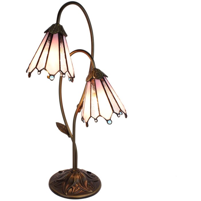 Clayre & Eef 5LL-6251 Lampe de table Tiffany 35x18x61 cm E14-max 2x25W Marron - Rose
