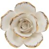 Clayre & Eef 65075 Bouton de porte 5x4x5 cm Blanc - Fleur doré