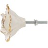 Clayre & Eef 65075 Bouton de porte 5x4x5 cm Blanc - Fleur doré