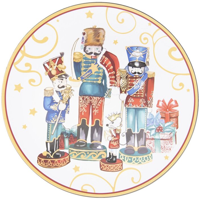 Clayre & Eef 65108 Assiette plate Ø 40x1 cm Rouge - Bleu Sous-assiette Noël