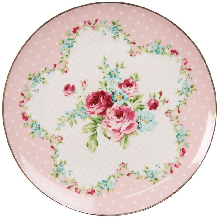 Clayre & Eef 6CEDP0127 Petite assiette Ø 21x2 cm Rose Assiette à déjeuner