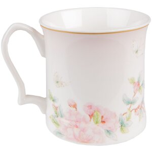 Clayre & Eef 6CEMU0126 Gobelet 13x9x9 cm - 414 ml blanc - rose
