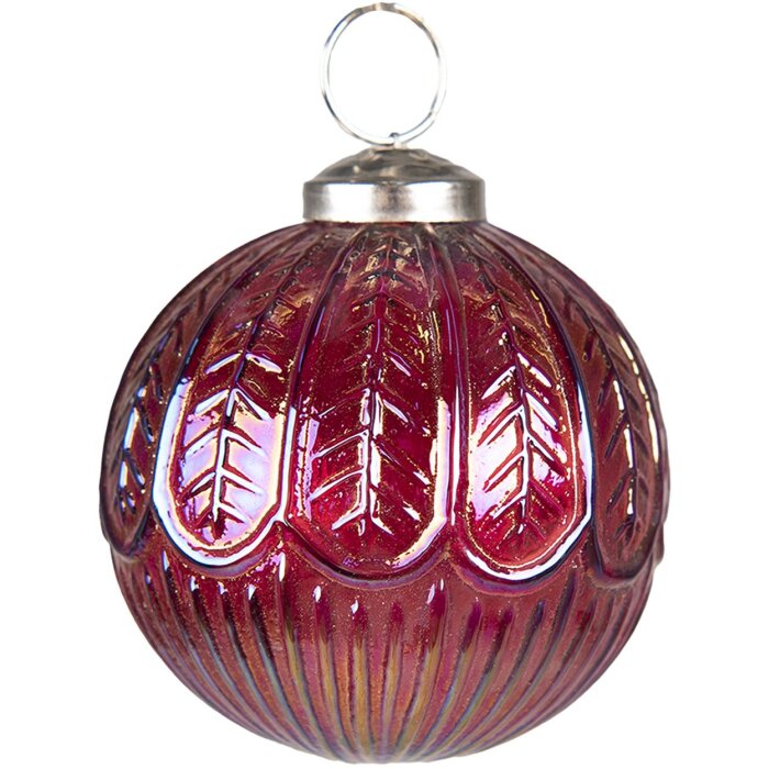 Clayre & Eef 6GL3725 Boule de Noël Ø 7x7 cm Rouge - Marron Boule de Noël