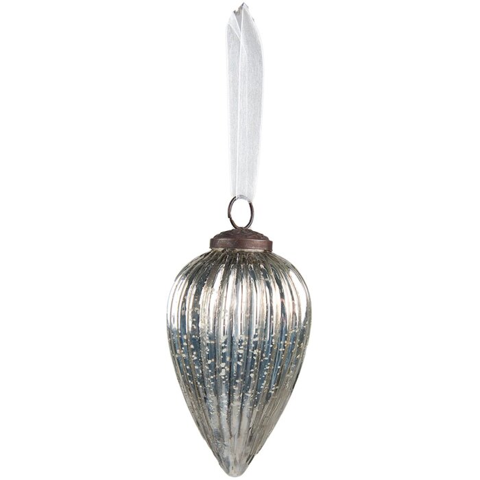Clayre & Eef 6GL4008 Boule de Noël Ø 6x12 cm Couleur argentée Boule de Noël