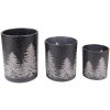 Clayre & Eef 6GL4104 Porte-bougies à réchaud (3 pièces) Ø 10x12 - Ø 9x10 - Ø 7x8 cm Noir