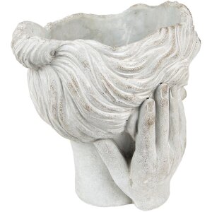 Clayre & Eef 6TE0409M Pot de fleurs 18x18x20 cm Gris - Beige