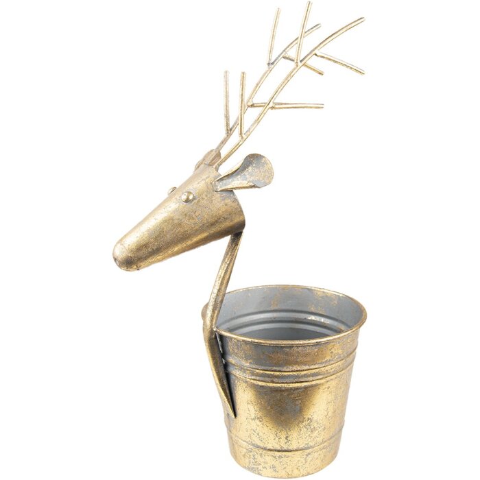 Clayre & Eef 6Y4971 Décoration Pot de fleurs Cerf 27x17x16-45 cm Doré