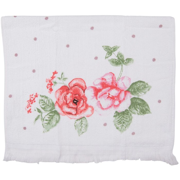Clayre & Eef CT025 Serviette dinvité 40x66 cm Blanc - Rose