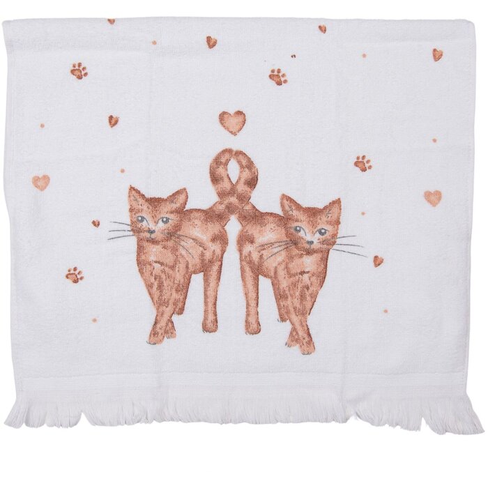 Clayre & Eef CTKCS Serviette dinvité 40x66 cm Blanc - Marron