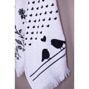 Clayre & Eef CTLBS Serviette dinvité 40x66 cm Noir - Blanc