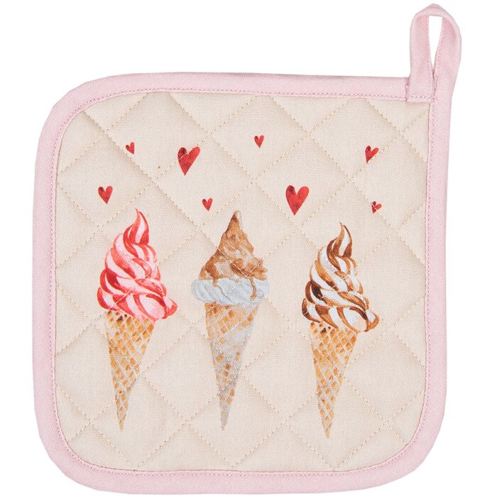 Clayre & Eef FAS45 Maniques 20x20 cm Beige - Rose