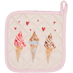 Clayre & Eef FAS45 Maniques 20x20 cm Beige - Rose