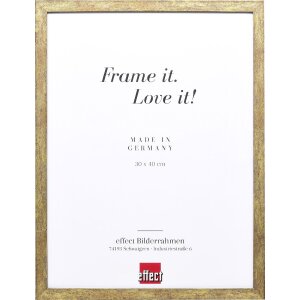 Cadre photo bois profil 42, or antique, verre clair 20x30 cm