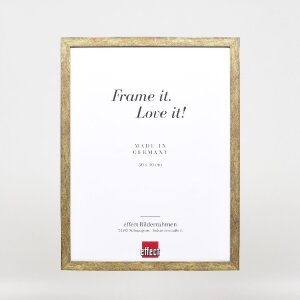 Cadre photo en bois profil 42, verre clair antique doré 25x80 cm