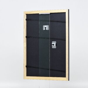 Cadre photo bois profil 43 noir brillant 18x32 cm verre normal