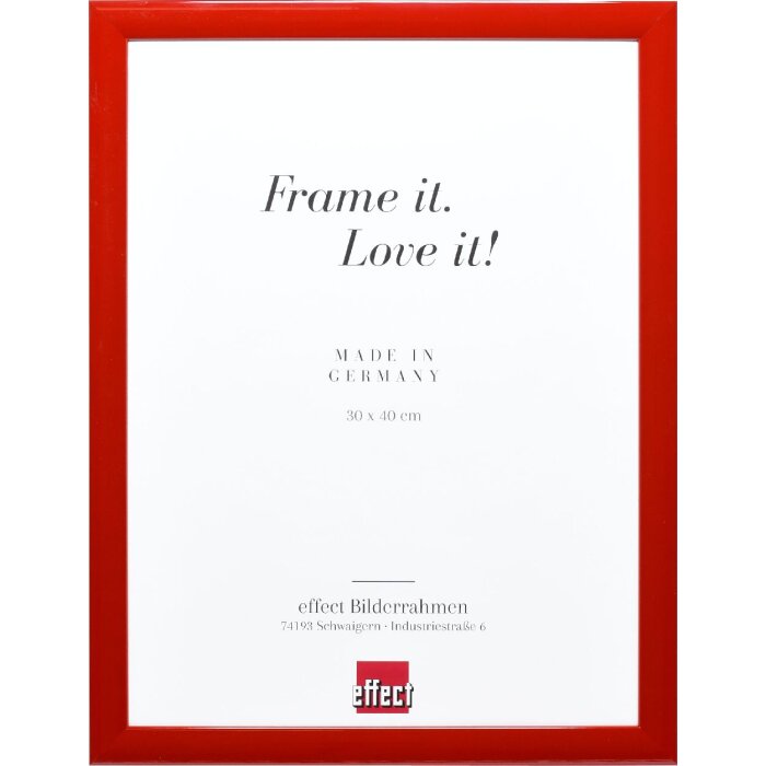 Cadre photo en bois profil 43, rouge brillant, 20x25 cm, verre normal