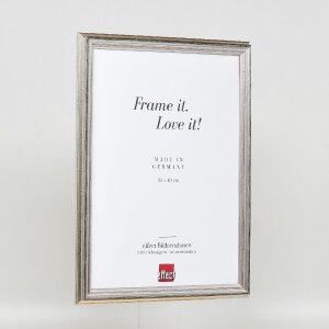 Cadre photo en bois effet profil 44 argent 27x48 cm