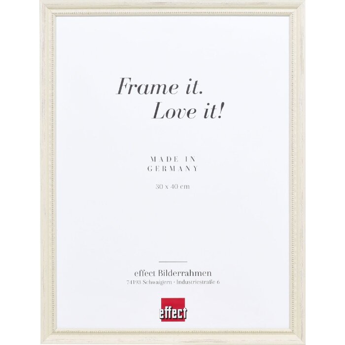 Cadre photo en bois blanc 10x10 cm, verre clair, profil 48