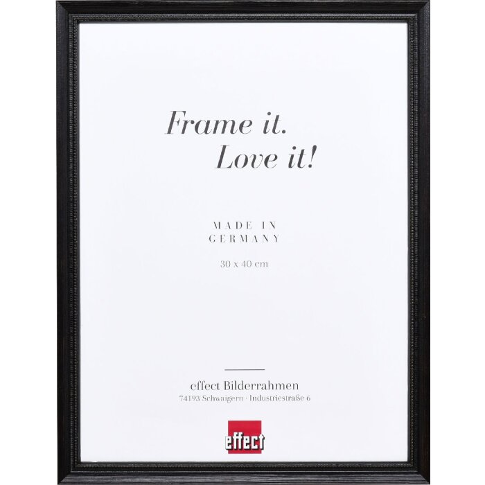 Cadre photo en bois profil 48 noir 20x25 cm verre clair