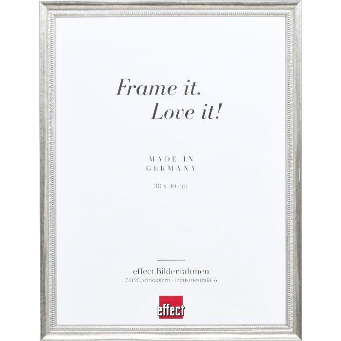 Cadre photo en bois profil 48 argent 50x70 cm verre clair