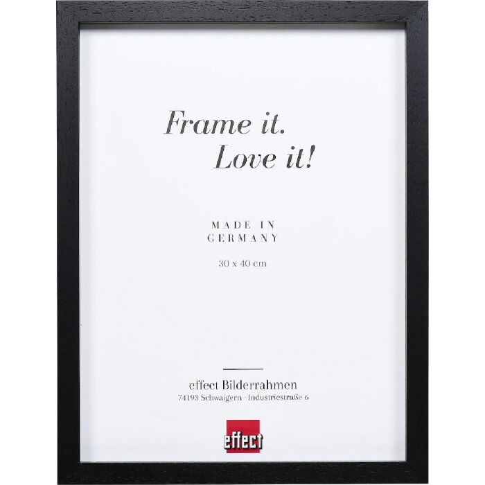 Cadre photo bois profil 74 noir 60x90 cm verre clair