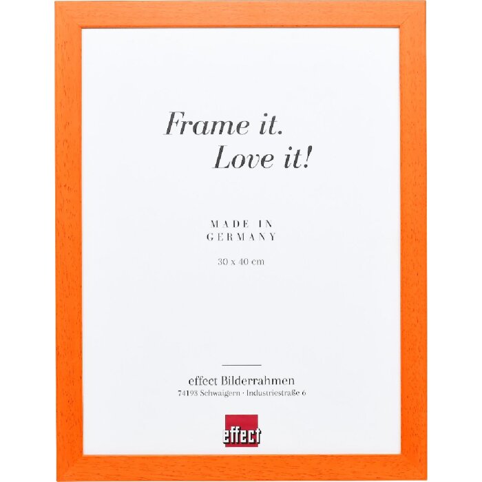 Cadre photo bois orange 10x10 cm verre clair profil carré