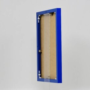 Cadre photo Effect aluminium Quadro 25x60 cm bleu Verre antireflet MDF arrière