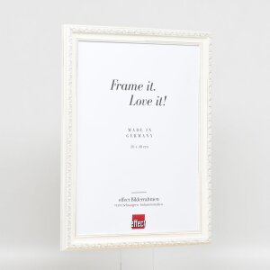 Cadre baroque en bois Effect profil 37 blanc 18x32 cm verre antireflet