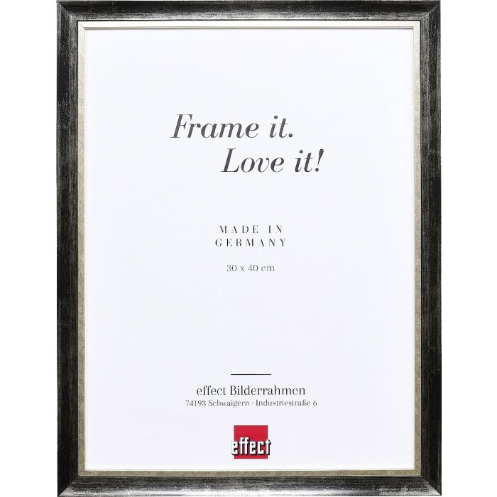 Cadre photo en bois Effect Profil 40 Platin 10x15 cm avec verre anti-reflets