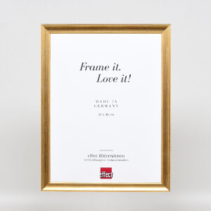 Cadre photo en bois profil 41, antiquité dorée, verre antireflex