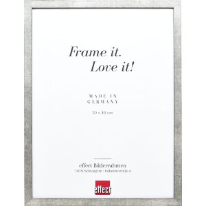 Cadre photo bois effet profil 42, verre anti-reflet argent