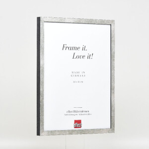 Cadre photo en bois profil 42 avec verre antireflexion argent